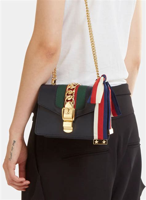 gucci sylvie leather super mini chain bag|GUCCI Calfskin Super Mini Sylvie Chain Shoulder .